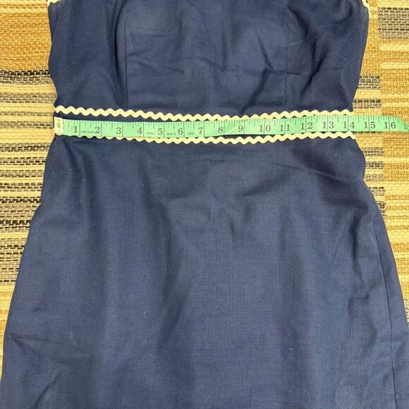 J. Crew Womens Sleeveless Rickrack Trim Sheath Suiting Dress Navy Blue Size 6 - Picture 11 of 16